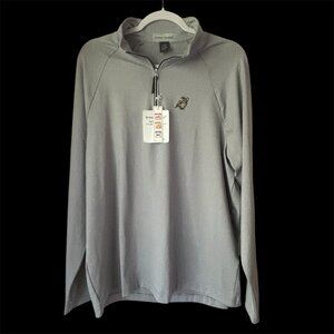 NWT Green Grass Mens Heather Grey 1/4 Zip Golf Pullover Seagate Large NEW